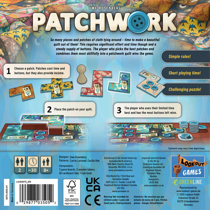 Patchwork Boar Patchwork Board Game Revised Edition – Asmodee USA