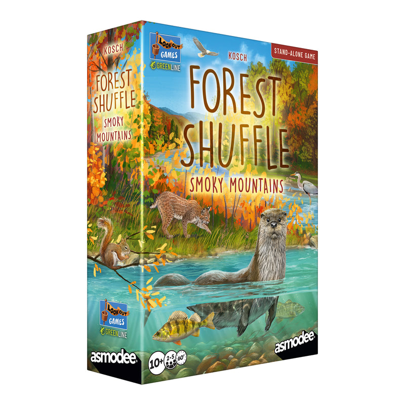 Load image into Gallery viewer, Forest Shuffle Smoky Mountains - Front of box featuring art of wildlife. Box lists it is for ages 10+ and 2 to 5 players.
