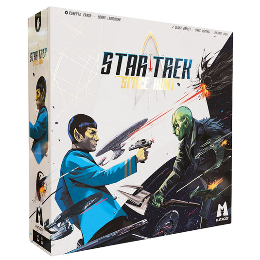 Star Trek Space Hunt Board Game - Front of box featuring art of Spock.