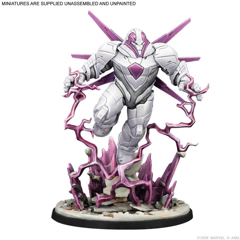 Load image into Gallery viewer, Marvel: Crisis Protocol – Bastion, Nimrod &amp; Omega Sentinel - nimrod miniature shown with note that miniatures are supplied unassembled and unpainted.
