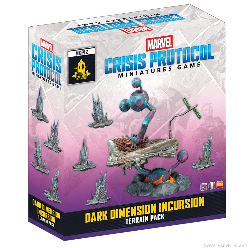 Load image into Gallery viewer, Marvel: Crisis Protocol - Dark Dimension Incursion Terrain Pack - front of packaging featuring images of terrain miniatures.
