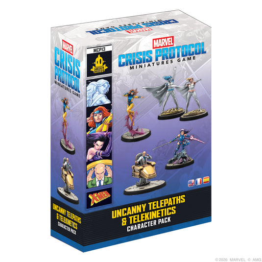 Marvel: Crisis Protocol - Uncanny Telepaths & Telekinetics - Front of packaging with images of Marvel character miniatures.