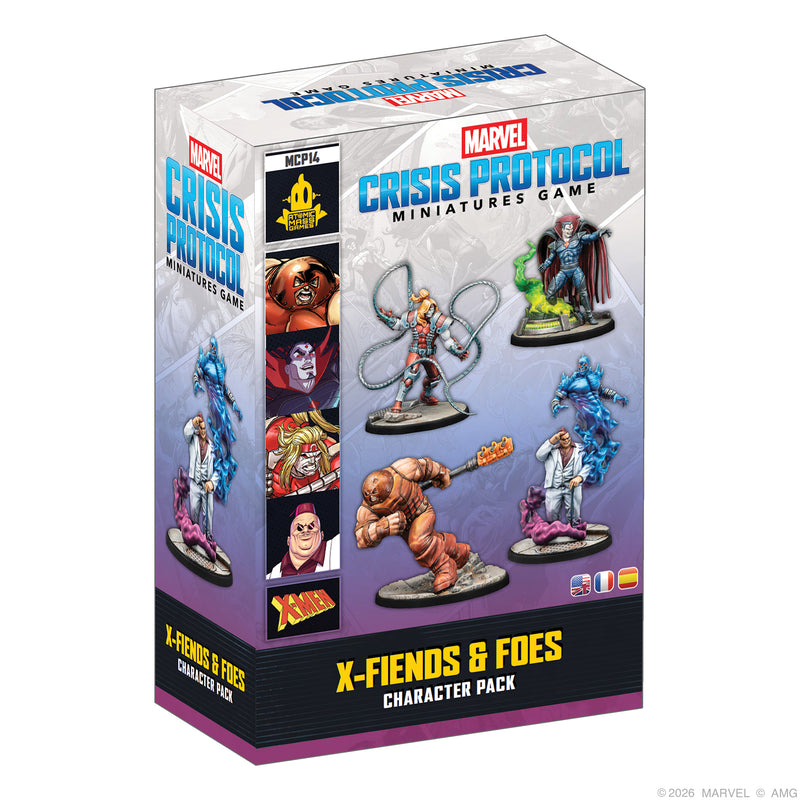 Load image into Gallery viewer, Marvel Crisis Protocol – X-Fiends &amp; Foes Character Pack - Front of box featuring images of X-Fiend &amp; Foes miniatures. 
