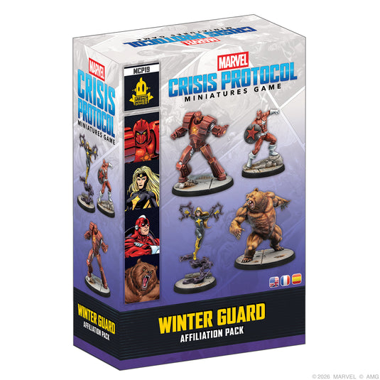 Marvel: Crisis Protocol – Winter Guard - Front of packaging with images of Marvel character miniatures. 