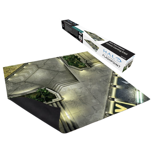 Halo: Flashpoint - New Mombasa Deluxe Gaming Mat - view of packaging and game mat.