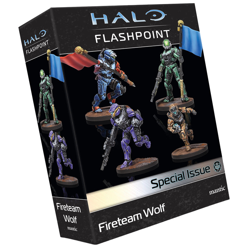 Load image into Gallery viewer, Halo: Flashpoint - Fireteam Wolf - front of packaging with images of halo miniatures. 
