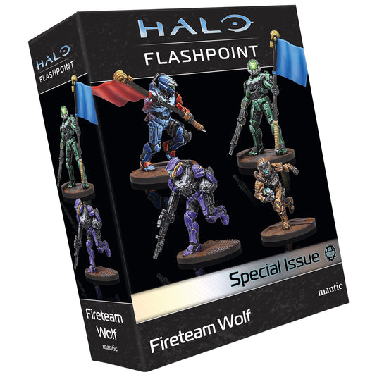 Halo: Flashpoint - Fireteam Wolf - front of packaging with images of halo miniatures. 