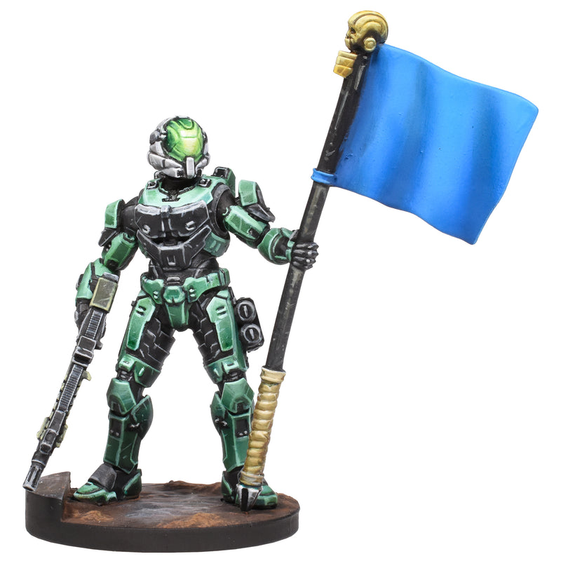 Load image into Gallery viewer, Halo: Flashpoint - Fireteam Wolf - Miniature of UNSC Spartan Zvezda with Flag
