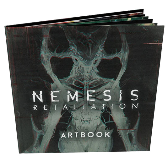 Nemesis Retaliation Artbook - Front cover with book title and illustration of alien creature. 