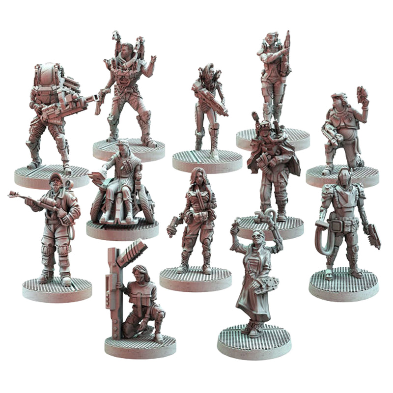 Load image into Gallery viewer, Nemesis Retaliation: The Classic Crew Expansion - sample Nemesis crew miniatures displayed.
