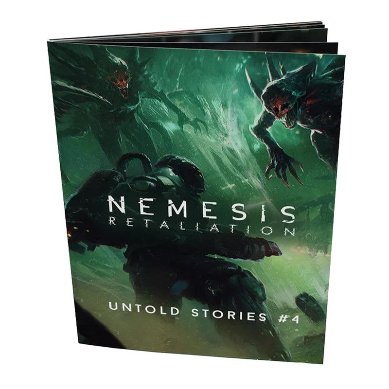 Load image into Gallery viewer, Nemesis Retaliation: Untold Stories #4 - Front of book featuring art of person in space suit facing aliens. 
