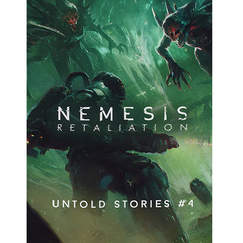 Load image into Gallery viewer, Nemesis Retaliation: Untold Stories #4 - Front of book featuring art of person in space suit facing aliens. 
