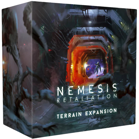 Nemesis Retaliation: Terrain Expansion - Front of box with art of space ship hallway.