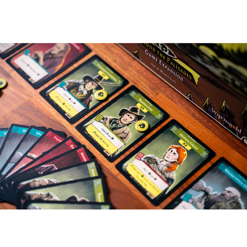 Load image into Gallery viewer, Pagan: Beyond the Palisades Expansion - sample character cards shown with different special abilities listed.
