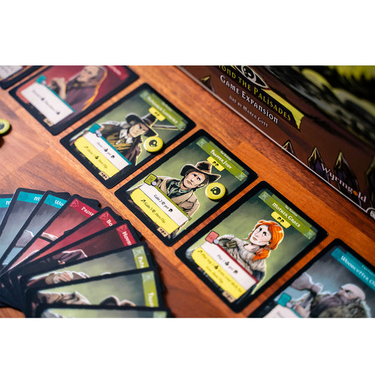 Pagan: Beyond the Palisades Expansion - sample character cards shown with different special abilities listed.