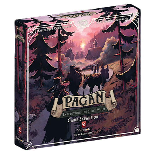 Pagan: Expeditions into the Wild Expansion - front of box featuring art of hunter and characters in the woods.