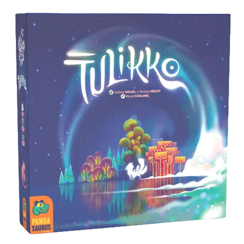 Load image into Gallery viewer, Tulikko Board Game - front of box with art fox and trees against a starry sky.
