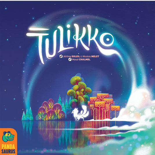 Tulikko Board Game - front of box with art fox and trees against a starry sky.