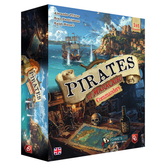 Pirates of Maracaibo: Commanders Expansion - front of box with pirates themed art design.