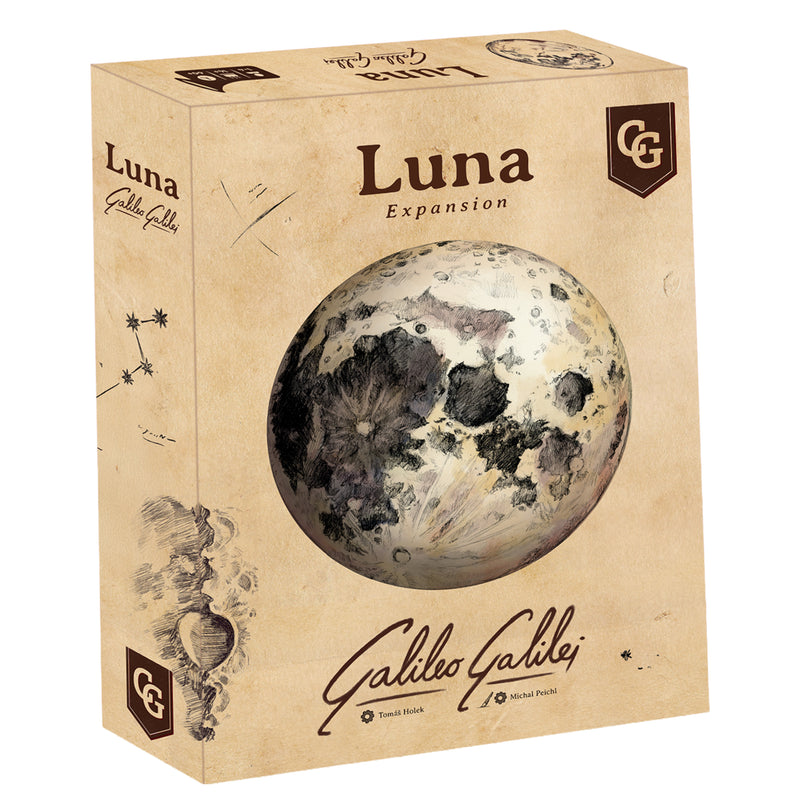 Load image into Gallery viewer, Galileo Galilei: Luna Expansion - front of box featuring illustration of the moon.
