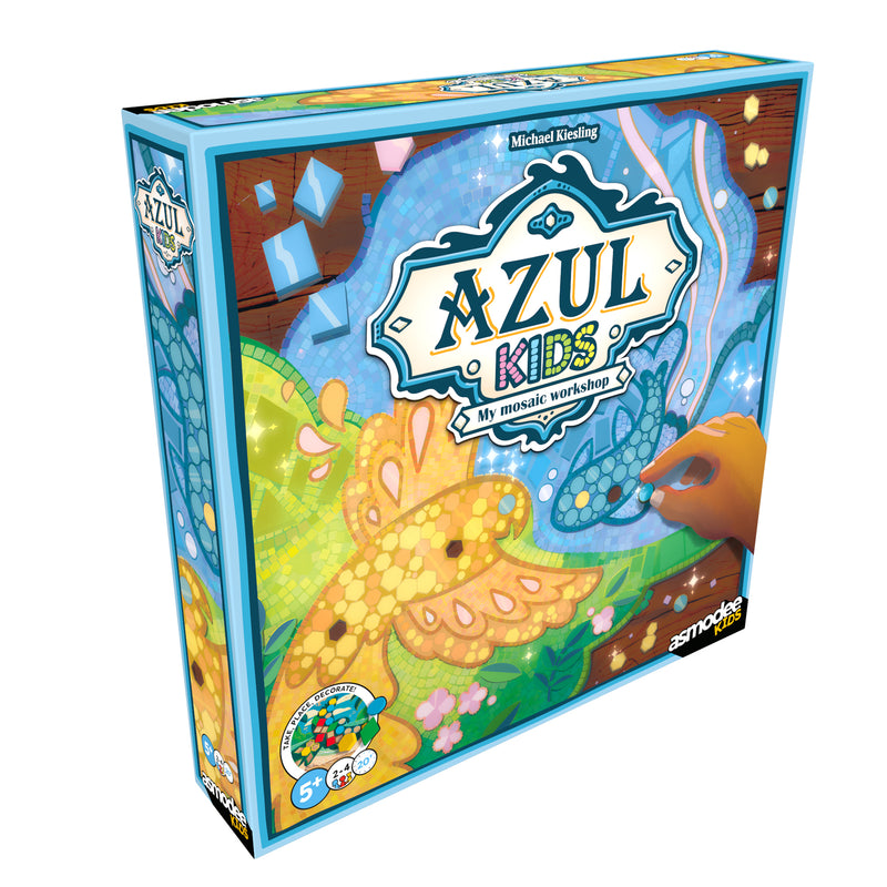 Load image into Gallery viewer, Azul Kids Board Game - front of box featuring mosaic art of a bird and fish.
