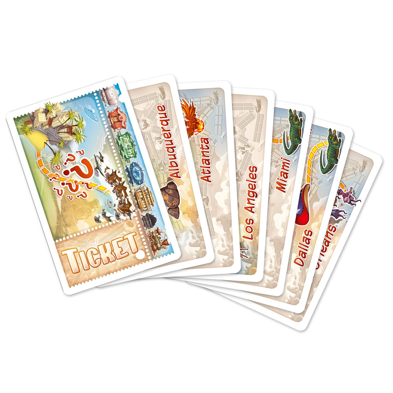 Load image into Gallery viewer, Ticket to Ride First Journey Board Game - Sample route cards shown.
