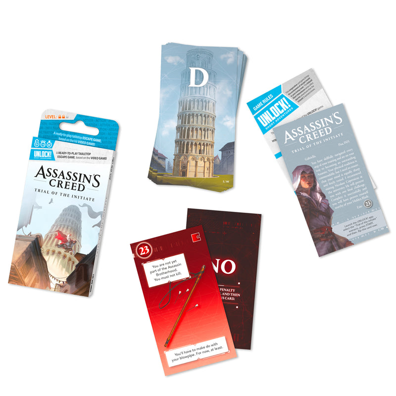 Load image into Gallery viewer, UNLOCK! Short: Assassin's Creed - Box and sample cards displayed.
