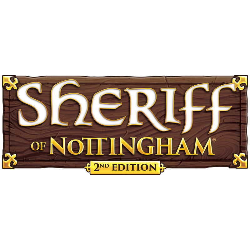 Load image into Gallery viewer, Sheriff of Nottingham 2nd Edition - Title written in when and gold text on brown background.
