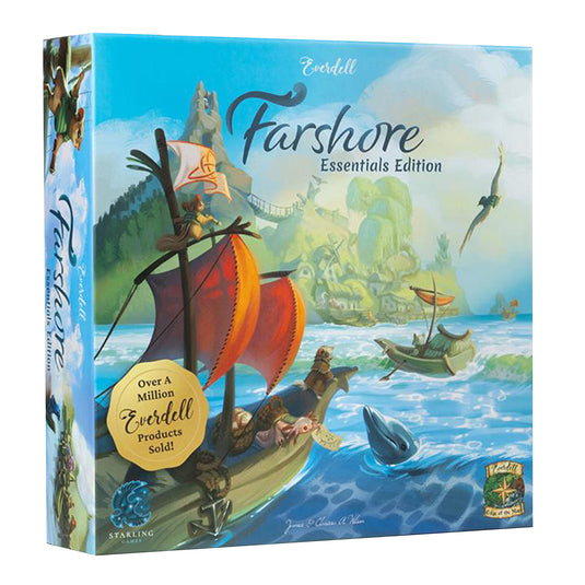 Farshore Essentials Board Game - front of box featuring illustrations of ships at sea