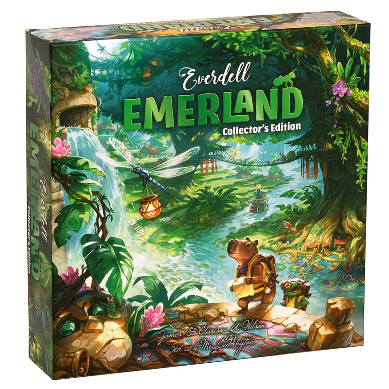 Load image into Gallery viewer, Emerland Collector's Edition - Front of box with art of animal characters exploring jungle ruins. 
