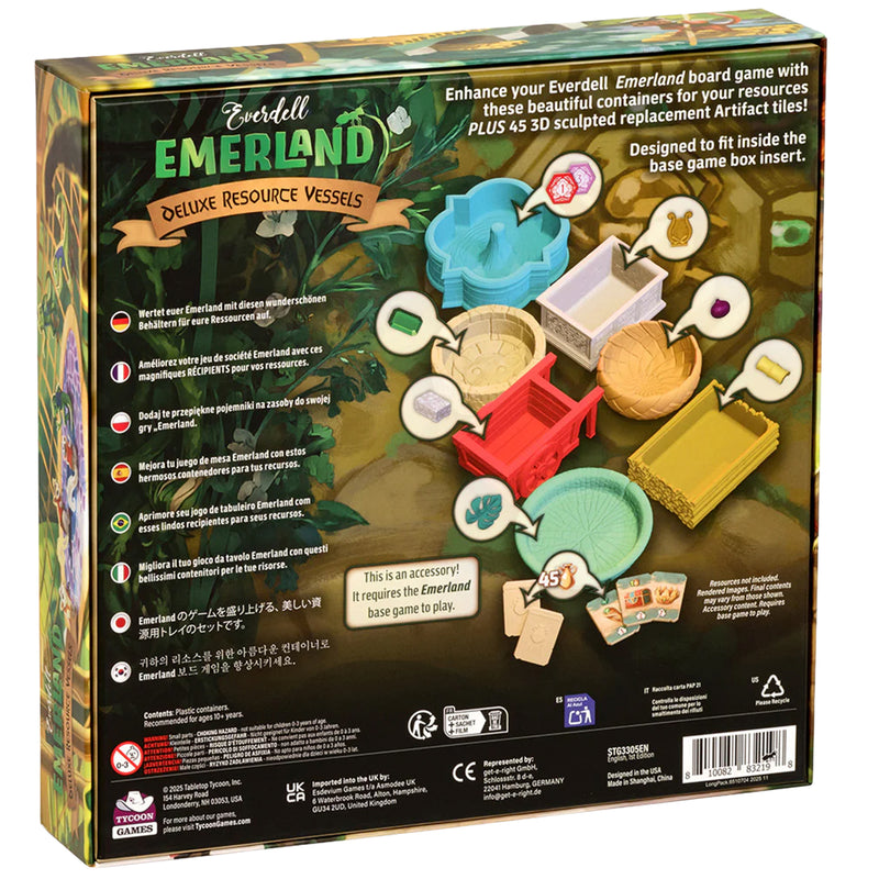 Load image into Gallery viewer, Emerland Deluxe Resource Vessels - Back of box with overview and images of deluxe resource vessels. 

