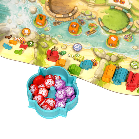 Emerland Deluxe Resource Vessels - Blue resource vessel shown with red and purple tokens inside. 