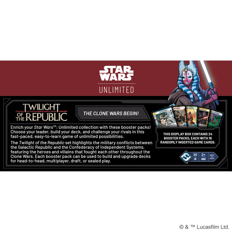 Star Wars: Unlimited – Twilight of the Republic: Booster Display – Asmodee USA