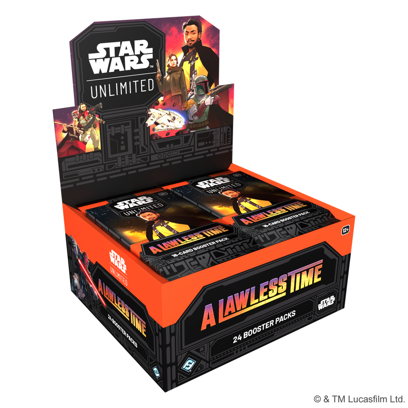 Load image into Gallery viewer, Star Wars: Unlimited - A Lawless Time: Booster Display box with art of Lando Calrissian. 
