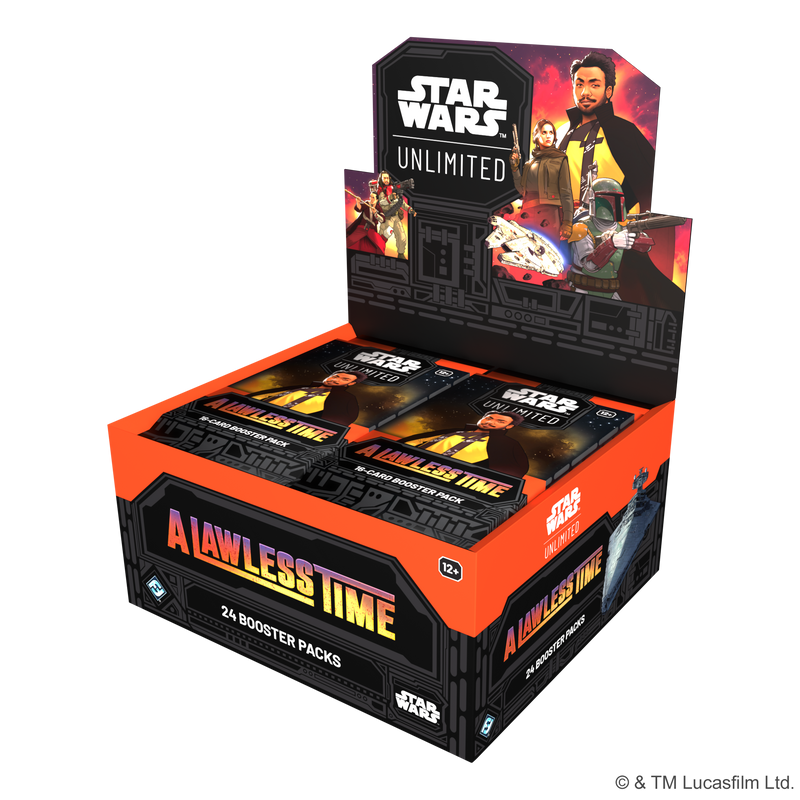 Load image into Gallery viewer, Star Wars: Unlimited - A Lawless Time: Booster Display box with art of Lando Calrissian. 
