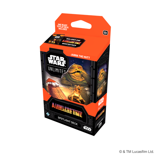 Star Wars: Unlimited - A Lawless Time: Spotlight Deck: Jabba the Hutt card game box with image of Jabba the Hutt.