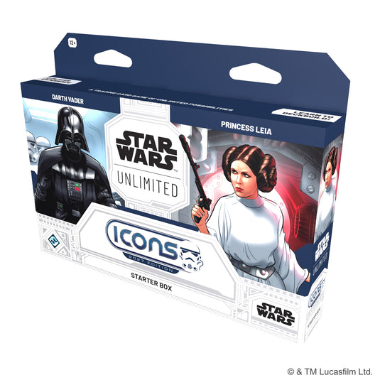 Star Wars: Unlimited - Icons 2027 Edition: Starter Box - Front of box featuring art of Darth Vader and Princess Leia.