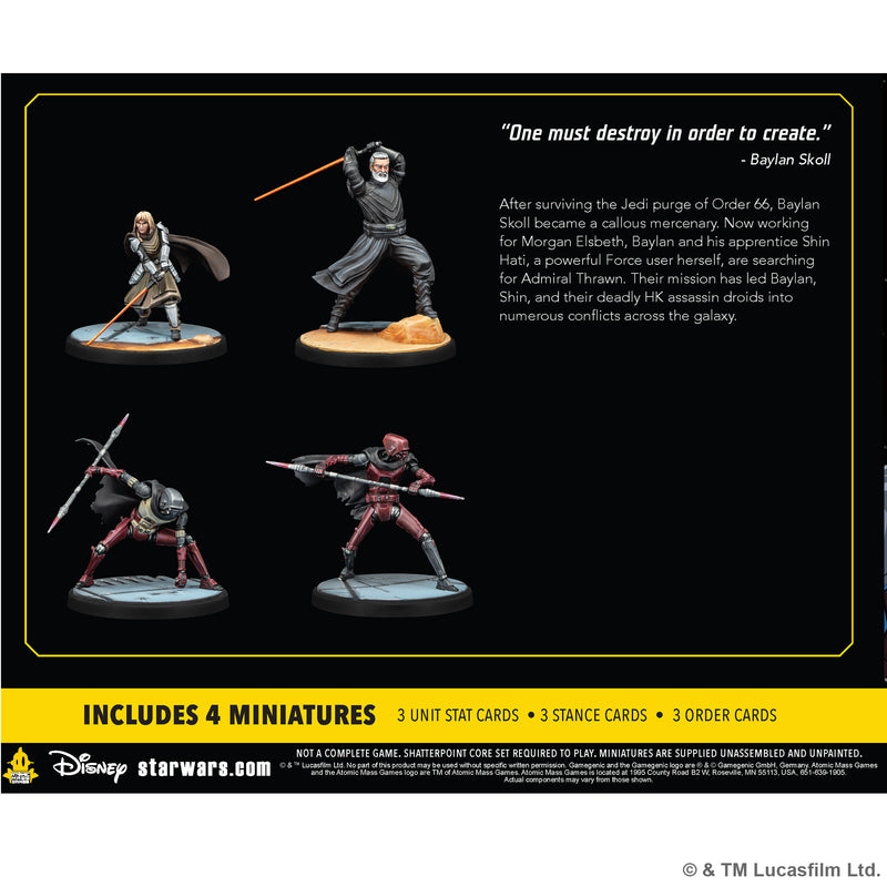 Load image into Gallery viewer, Star Wars: Shatterpoint - Secure the Future Squad Pack - back of box with overview and images of included miniatures.
