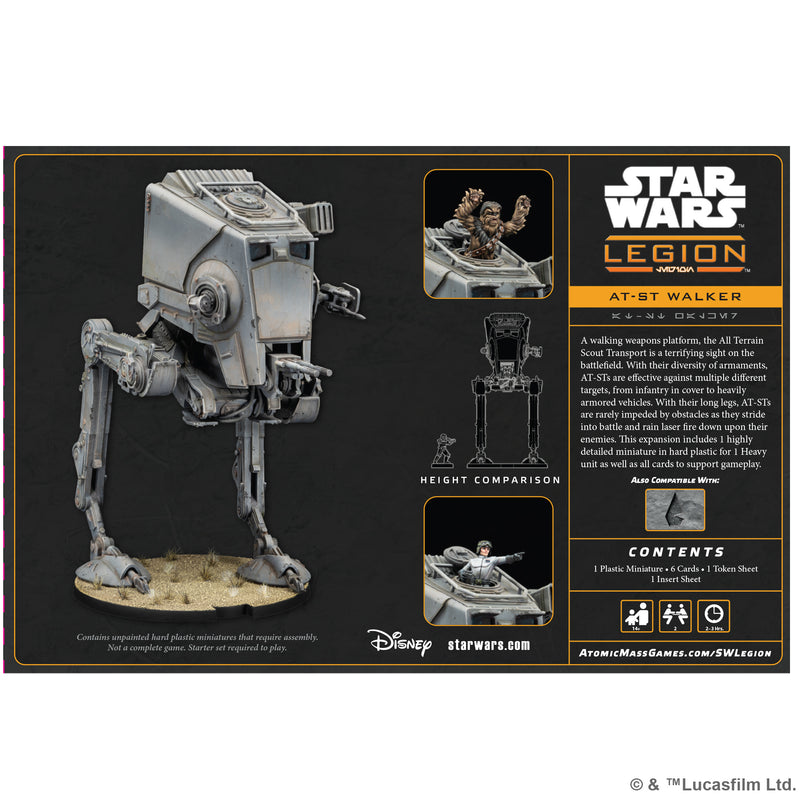 Load image into Gallery viewer, Star Wars: Legion – AT-ST Walker - back of packaging with overview, contents list, and image of AT-ST miniature. 
