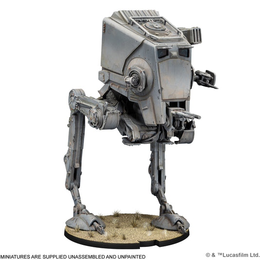 Star Wars: Legion – AT-ST Walker - AT-ST Walker miniature displayed. Note states miniatures are supplied unassembled and unpainted.