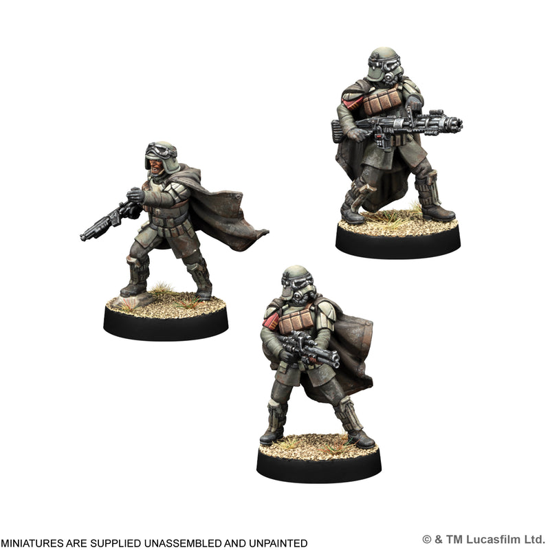 Load image into Gallery viewer, Star Wars: Legion – Imperial Mud Troopers - Three miniatures displayed with note that miniatures are supplied unassembled and unpainted.
