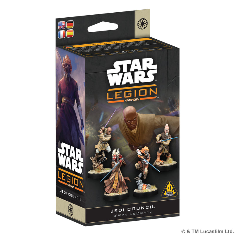 Load image into Gallery viewer, Star Wars: Legion – Jedi Council - Front of packaging with images of Star Wars character miniatures.
