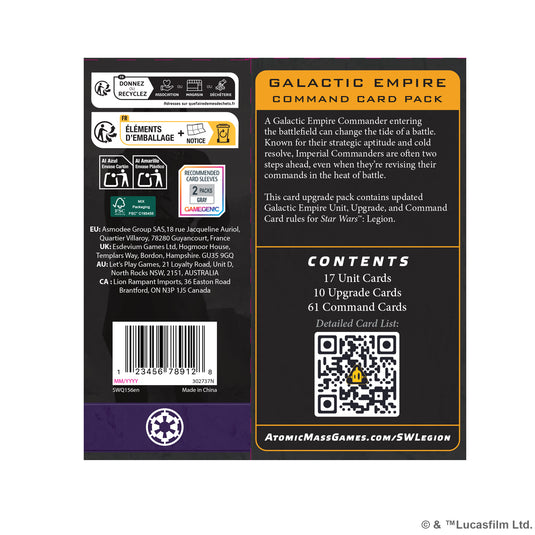 Star Wars: Legion - Galactic Empire Command Card Pack – Asmodee USA