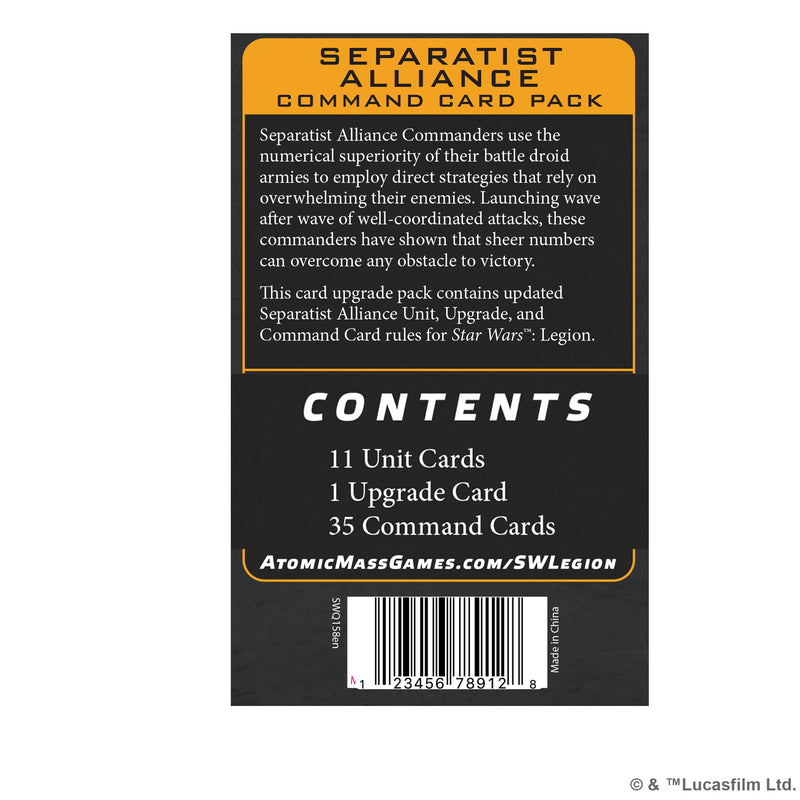 Star Wars: Legion - Separatist Alliance Command Card Pack – Asmodee USA