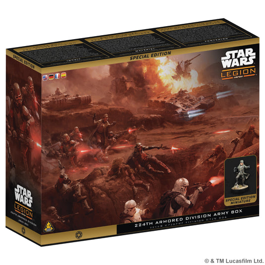 Star Wars: Legion – Mimban 224th Mudtrooper Special Editon Army Box - Front of box featuring art of battlefield. 