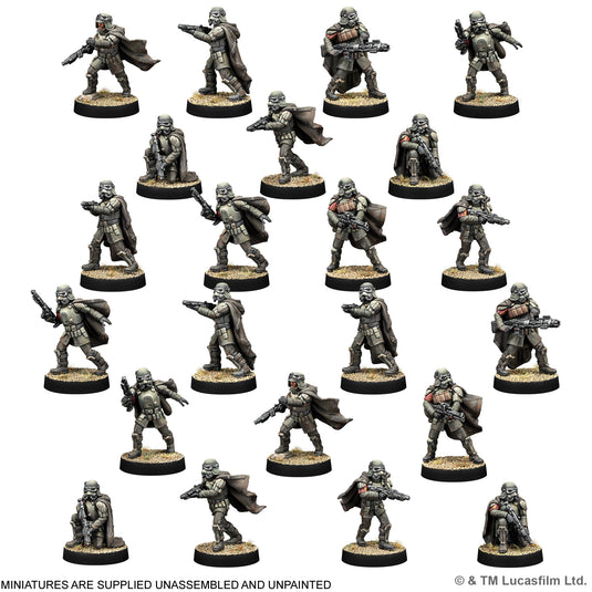 Star Wars: Legion – Mimban 224th Mudtrooper Special Edition Army Box - Mudtrooper miniatures displayed with note that miniatures are supplied unassembled and unpainted.