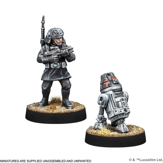 Star Wars: Legion - Imperial Specialists - two miniatures shown with note that miniatures are supplied unassembled and unpainted. 
