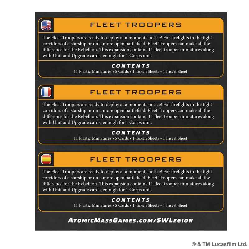 Load image into Gallery viewer, Star Wars: Legion - Fleet Troopers Unit - back of box with overview and contents list.
