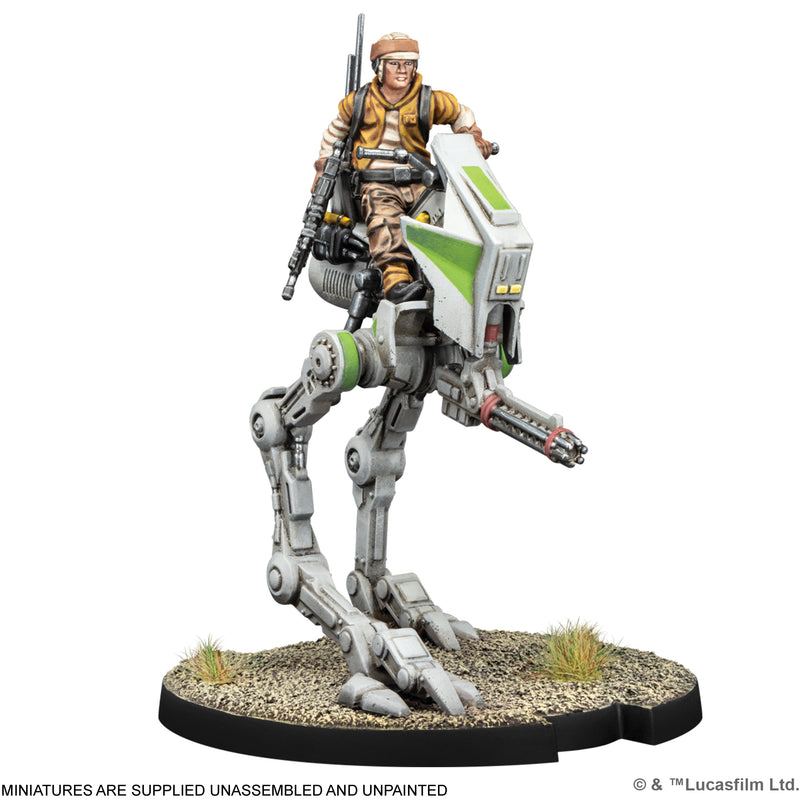Load image into Gallery viewer, Star Wars: Legion – Rebel AT-RT - Miniature displayed with note that miniatures are supplied unassembled and unpainted. 
