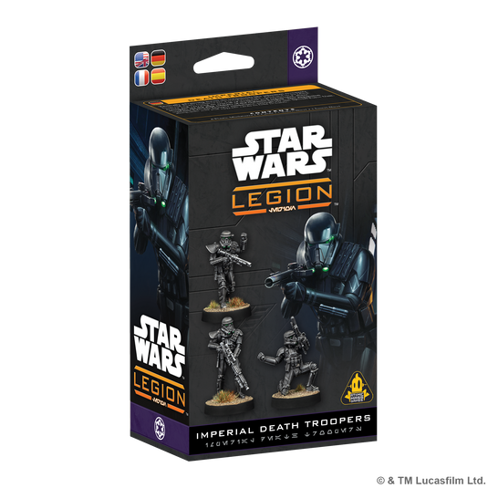 Star Wars: Legion – Imperial Death Troopers - front of box with images of Imperial Death Trooper miniatures.